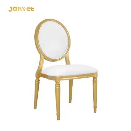 Luxury White and Gold Aluminum Louis Chair for Wedding Banquet Dining