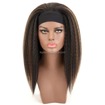 Mixed Blonde Afro Wig With Headband Attached For Black African Women Kinky Straight Synthetic Afro Headband Wig