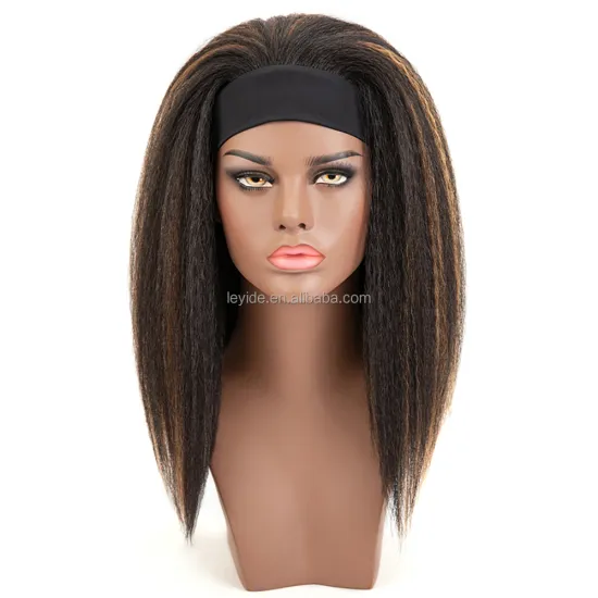 Mixed Blonde Afro Wig With Headband Attached For Black African Women Kinky Straight Synthetic Afro Headband Wig