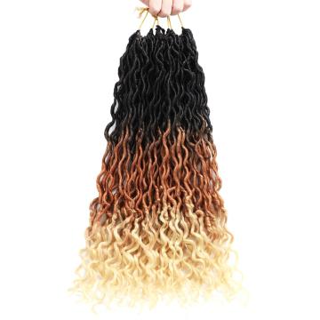 Goddess Locs Crochet Hair Wavy Faux Locs with Curly Ends Synthetic Braiding Hair Extension Dreadlocks Soku Ombre Twist Hair
