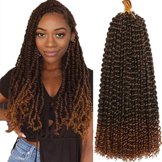 Passion Twist Crochet Hair Extension Curly Water Wave Braiding Hair Synthetic Fiber 18 Inch Ombre Color Hair Passion Twists