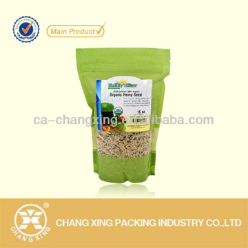 Custom zipper reclosable plastic bags for hemp seed