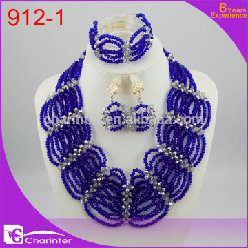 Royal blue african bead jewelry set handmade bead necklace set