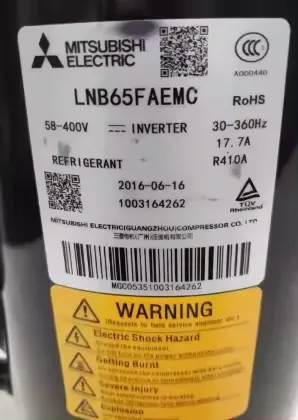 Original LNB53FCAMC R410A Rotary Air Conditioner Compressor - Mitsubishi Inverter