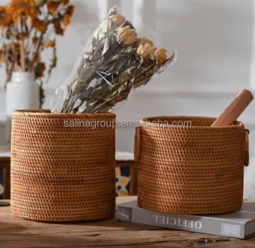 Bakul Rattan Tangan Tinggi Tinggi untuk Makanan, Bunga, dan Buah -buahan