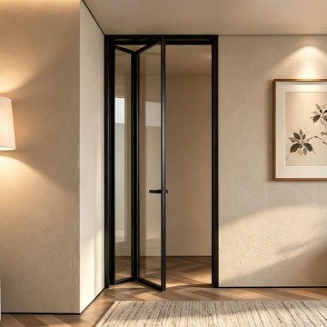Puerta plegable pivotante de aluminio
