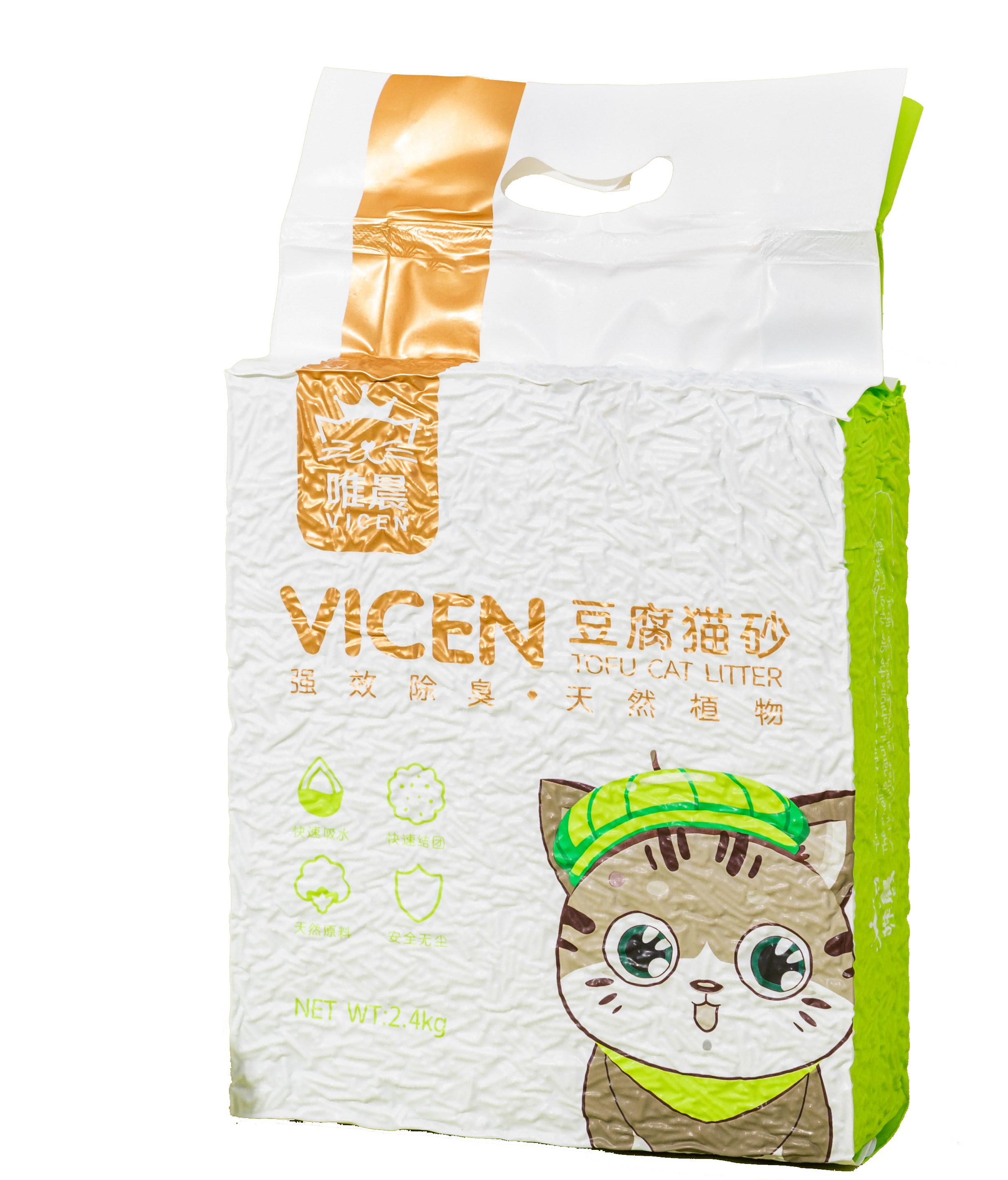 Arena para gatos de tofu con aroma de té verde ecológico