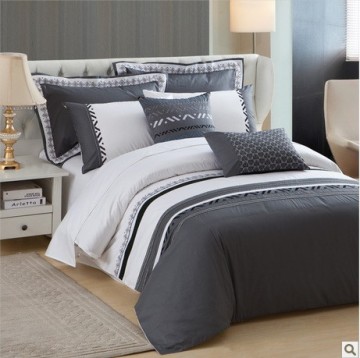 latest design , gray bedding set .8 pcs sateen bedding set
