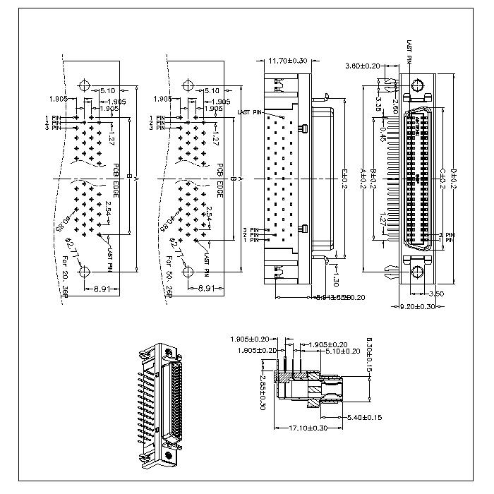 1.27mm Series NP Receptacle Headers Right-Angle Mount Ribbon Type With SPCC shell HPCNSR-FXXXX