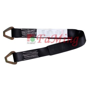 D ring end fitting black polyester webbing sling