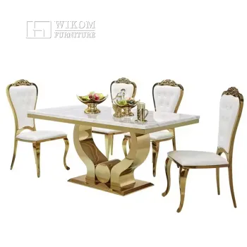 Modern Luxury Marble Top Dining Table with Stainless Steel Frame