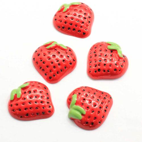 Υψηλής ποιότητας γλυκό φράουλα σε σχήμα 100τμ / τσάντα Flatback Resin Cabochon για DIY στολίδια χειροτεχνίας