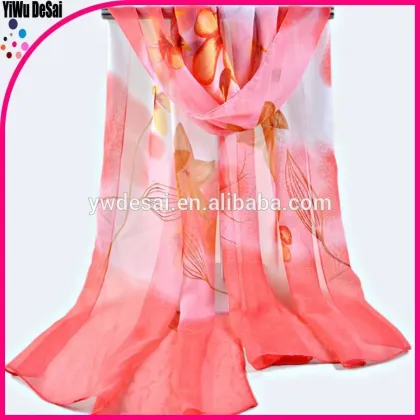 Flower printed chiffon fabric fashion chiffon fabric cheap shawl