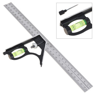 12 Inch 300mm Adjustable Stainless Steel Combination Square Angle Ruler 45/90 Degree Multifunctional Woodworking Measuring Tool