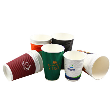 Copos de papelão ondulado impressos com tampas combinando