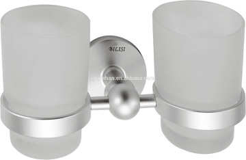 elegant design wall fitting bathroom double tumbler holder with metal base