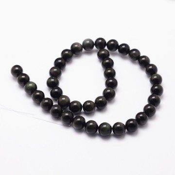 12mm Grade 3a Round Black Natural Obsidian Beads: Pandahall Collection