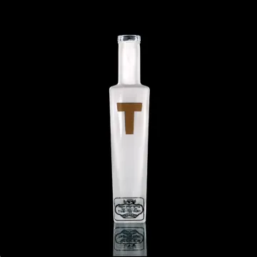 Custom design vodka 200ml cork top small frosted glass bottle