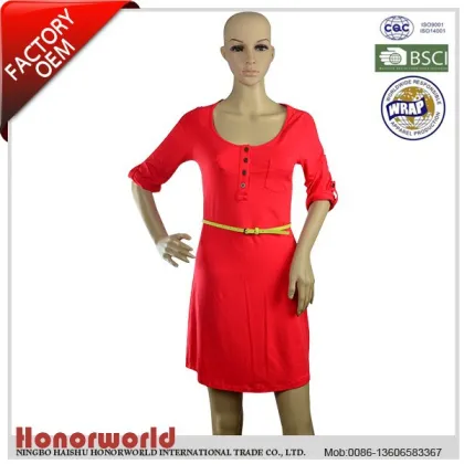 women casual one piece dress red color /women casual Dress / designer one piece dress