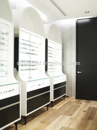 Highend wood sunshades display furnitures glass counter displays acrylic eyewear display shelf LED lighted glasses display stand