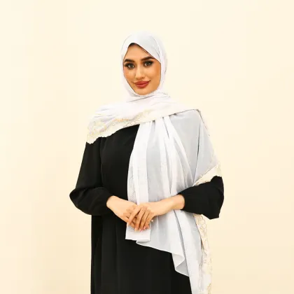 Premium Muslim Ethnic Lace Embroidery Hijab Scarf