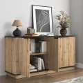 Slim Wood Grain TV Cabinet with 4 Doors