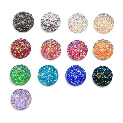 12 MM résine plat rond finition AB Cabochons Druzy charmes Flatback couleur Druzy résine Cabochon bijoux