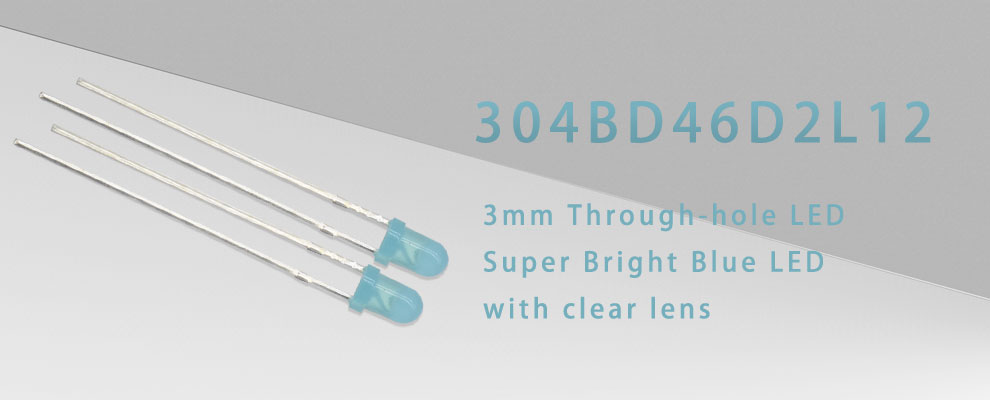 304BD46D2L12 Super bright 3mm Blue LED with diffused lens