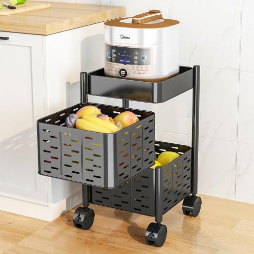 Swivel storage rack with removable rollers(2-Tier)