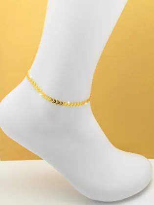18K Gold Leaf Arrow Chain Anklet - Bohemian Stainless Steel Beach Jewellery for Women