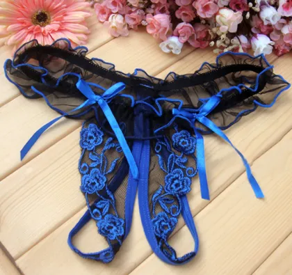 Lace Thong Panty Open Front Women's Underwear