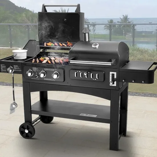 Outdoor Kitchen Cabinet Set Large Gas and Charcoal Double Fuel BBQ Grill