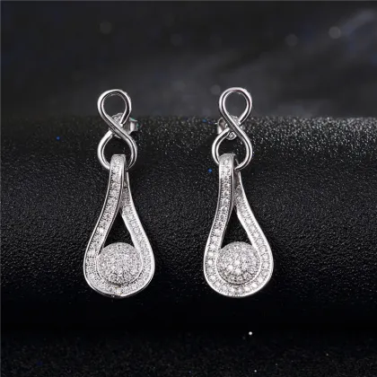 China Factory Designs Infinity Drop Diamend Sterling Silver Earring Design