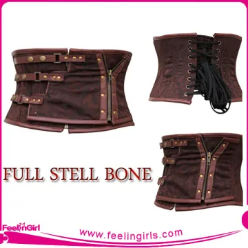 Steampunk Metal Clip And Zip High Waist Cincher Corsets