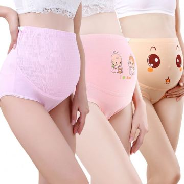 Seamless Soft High-Waist Maternity Panties with Cartoon Smile Design