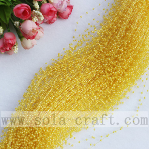 Light Golden Artificial Pearl Wire Beaded Garland For Decorative 