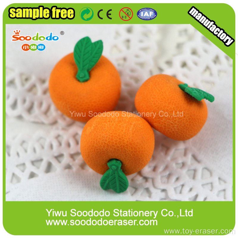 Cute Orange Shaped Rubber Eraser Fruit Rubber Sets