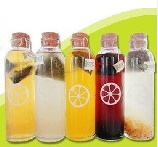 350ml clear glass round beverage bottles with cork caps