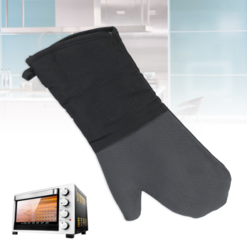 Black Silicone  and Cotton Oven Gloves