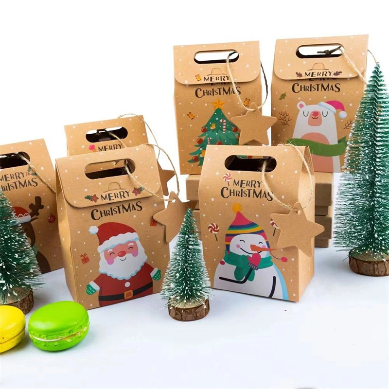 Custom Printed Brown Kraft Paper Colorful Printing Christmas Packing Gift Bag China Wholesale Manufacturer