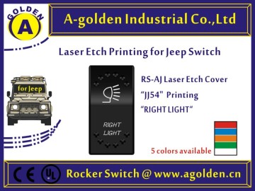 Carling Style 12V/ 24V LED Rocker Switch T85 15A Waterproof Cover "J" type Laser RGHT LIGHT writing