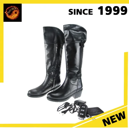 2017 New products Wholesale black leather fashion knee high electric heated boots for women