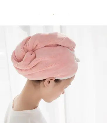 Coral pile thickened shower cap dry hair cap