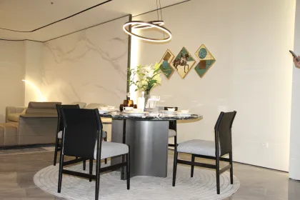 Bulgari High-End Modern Cream Marble Round Dining Table
