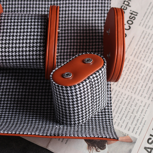 Unique Houndstooth Watch Organizer for Men's Napa Leather