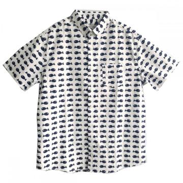 Men Casual Cotton Fish Print Shirt