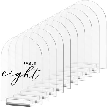 10 Pack Acrylic 8x10 Clear Arch Table Signs for Wedding