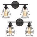 Industrial Wall Lamp with Metal Cage Lampshade