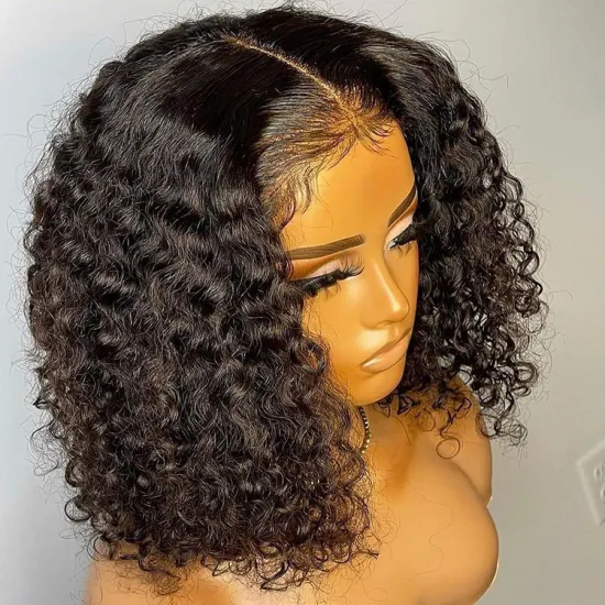 Oem Vendor Full Custom Wig Free Sample Packaging Box Mink Brazilian Virgin Human Cuticle Aligned Hair Lace Front Bob Curly Wig