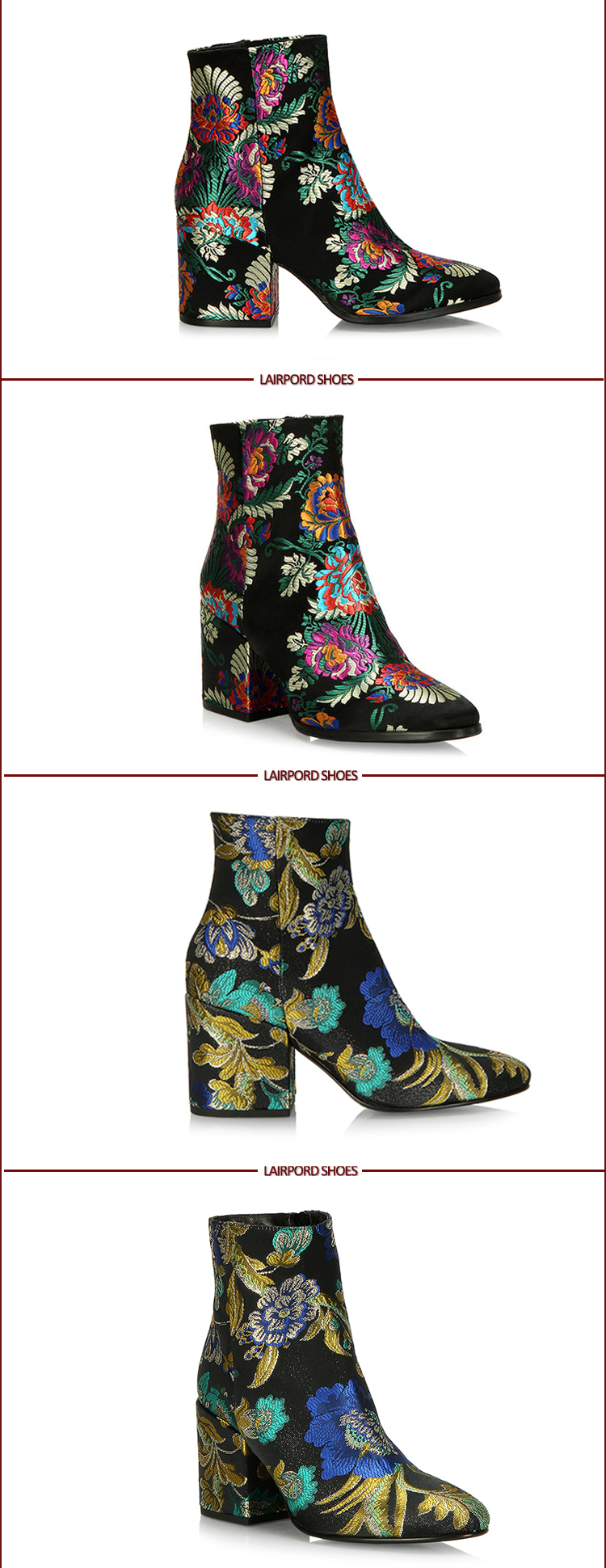 embroidered ankle boots